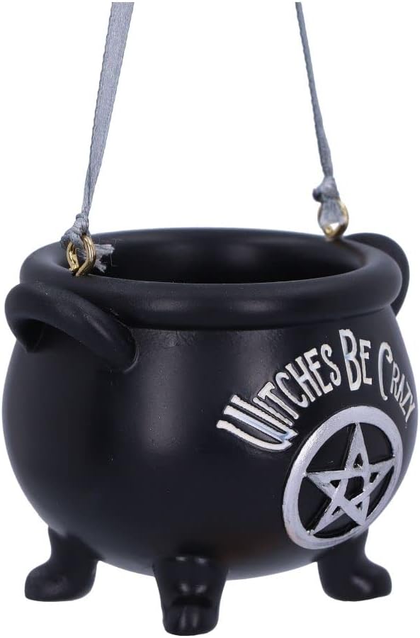Nemesis Now Witches Be Crazy Cauldron Hanging Ornament 6.1cm, Resin, Black, Gothic Alternative Festive Decoration, Cast in the Finest Resin, Expertly Hand-Painted