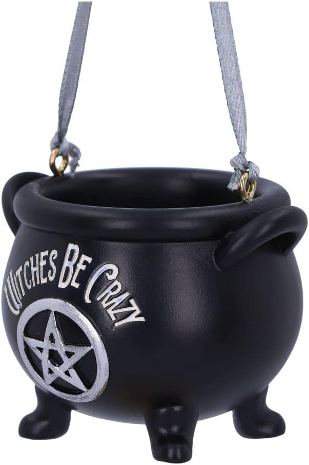 Nemesis Now Witches Be Crazy Cauldron Hanging Ornament 6.1cm, Resin, Black, Gothic Alternative Festive Decoration, Cast in the Finest Resin, Expertly Hand-Painted