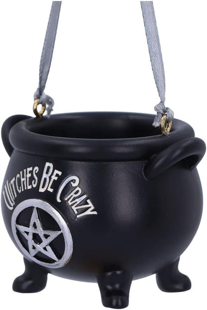 Nemesis Now Witches Be Crazy Cauldron Hanging Ornament 6.1cm, Resin, Black, Gothic Alternative Festive Decoration, Cast in the Finest Resin, Expertly Hand-Painted