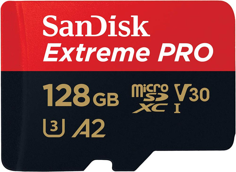 SanDisk Extreme PRO 128 GB MicroSDXC UHS‐I‐Kaart Met SD-Adapter (A2 App Performance, 2 Jaar RescuePRO Deluxe Software, Leessnelheden Tot 200 MB/s, Class 10, UHS-I, U3, V30, 30 Jaar Garantie) Zwart