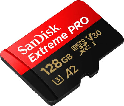 SanDisk Extreme PRO 128 GB MicroSDXC UHS‐I‐Kaart Met SD-Adapter (A2 App Performance, 2 Jaar RescuePRO Deluxe Software, Leessnelheden Tot 200 MB/s, Class 10, UHS-I, U3, V30, 30 Jaar Garantie) Zwart
