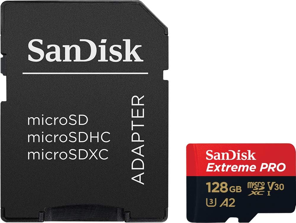 SanDisk Extreme PRO 128 GB MicroSDXC UHS‐I‐Kaart Met SD-Adapter (A2 App Performance, 2 Jaar RescuePRO Deluxe Software, Leessnelheden Tot 200 MB/s, Class 10, UHS-I, U3, V30, 30 Jaar Garantie) Zwart