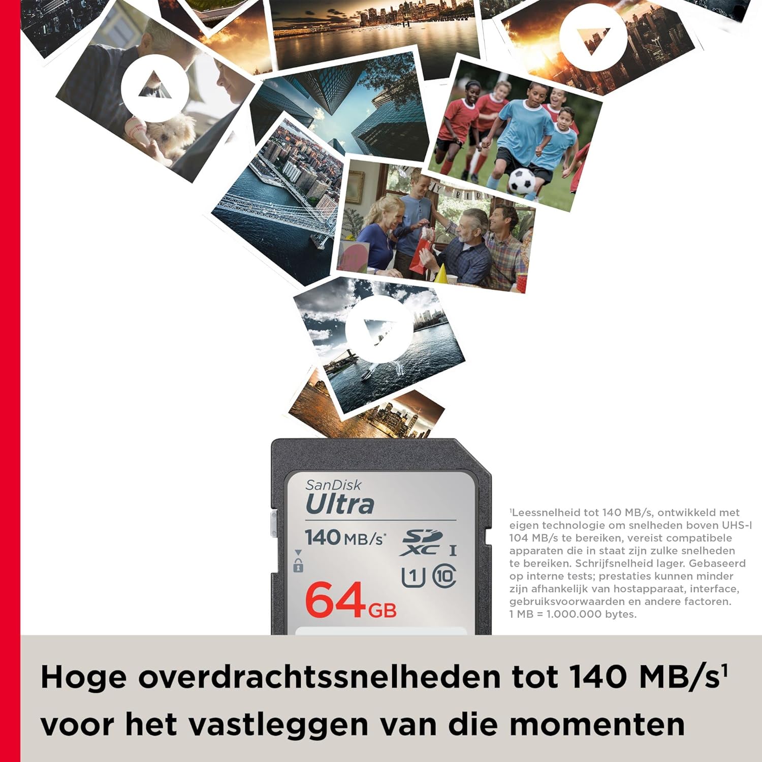 SanDisk 64 GB Ultra SDXC Tarjeta, con hasta 140 MB/s, rendimiento de apps A1, UHS-1, Clase 10, U1