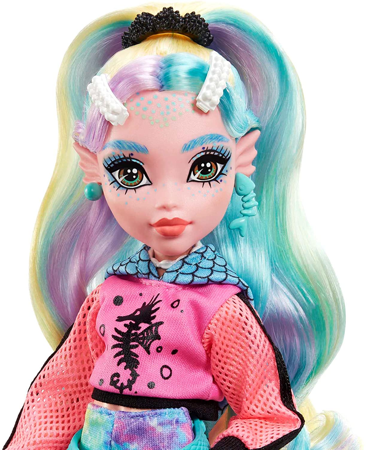 Monster High Doll, Lagoona Blue with Accessories and Pet Piranha, Posable Fashion Doll with Colorful Streaked Hair, HHK55 Multicolor - Lagoona Blue With Accessories