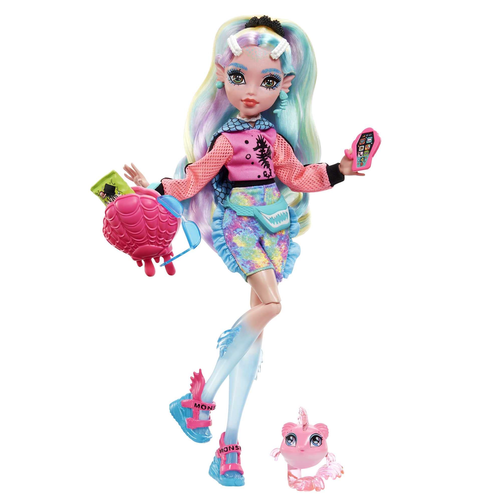 Monster High Doll, Lagoona Blue with Accessories and Pet Piranha, Posable Fashion Doll with Colorful Streaked Hair, HHK55 Multicolor - Lagoona Blue With Accessories