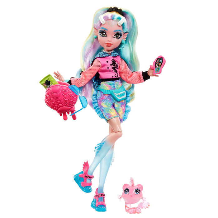 Monster High Doll, Lagoona Blue with Accessories and Pet Piranha, Posable Fashion Doll with Colorful Streaked Hair, HHK55 Multicolor - Lagoona Blue With Accessories