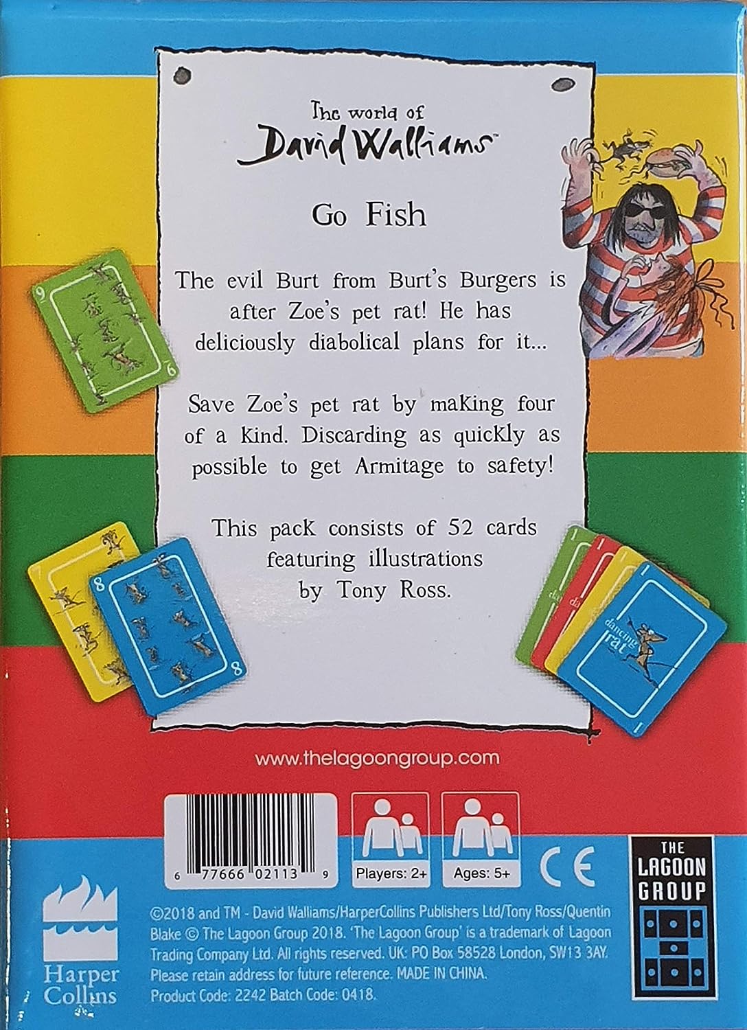 Lagoon Group David Walliams Ratburger's Go Fish Card Game,Red