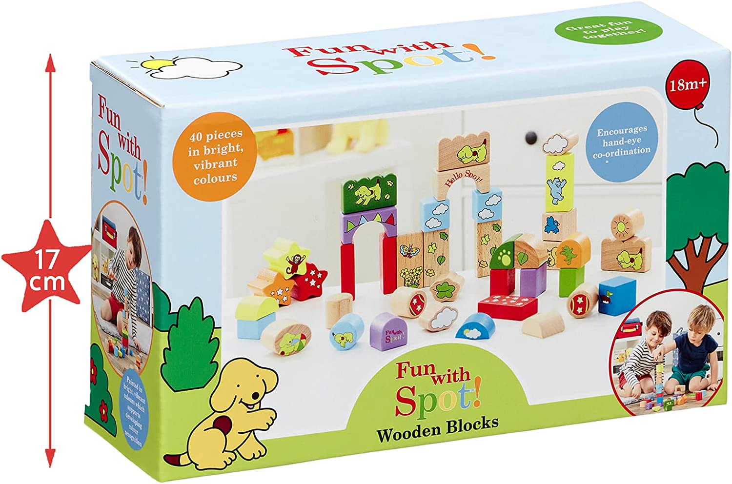 Rainbow Designs Spot the Dog Wooden Bricks - Sensory Building Block Toy for Toddlers - Traditional Construction Toys for Kids