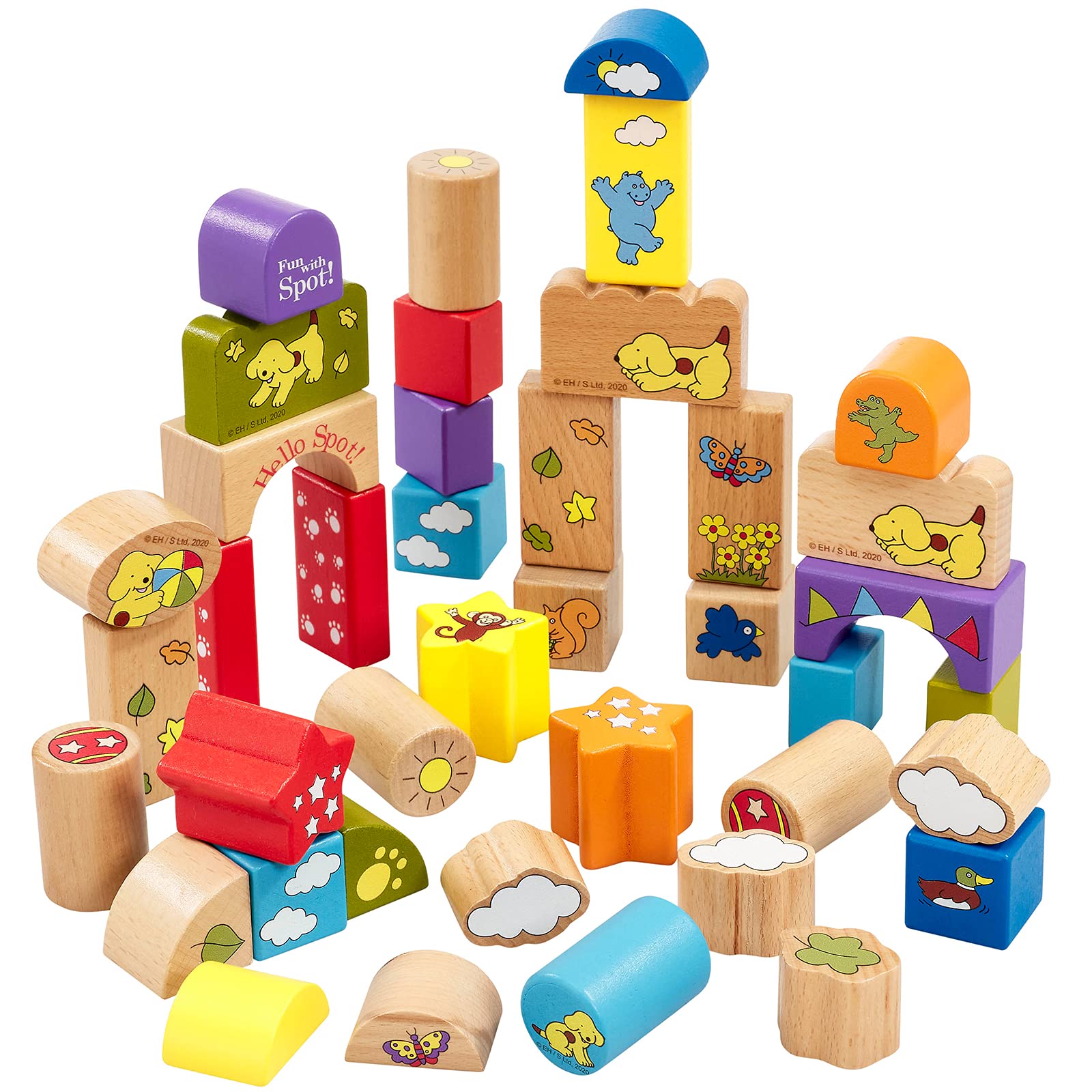 Rainbow Designs Spot the Dog Wooden Bricks - Sensory Building Block Toy for Toddlers - Traditional Construction Toys for Kids