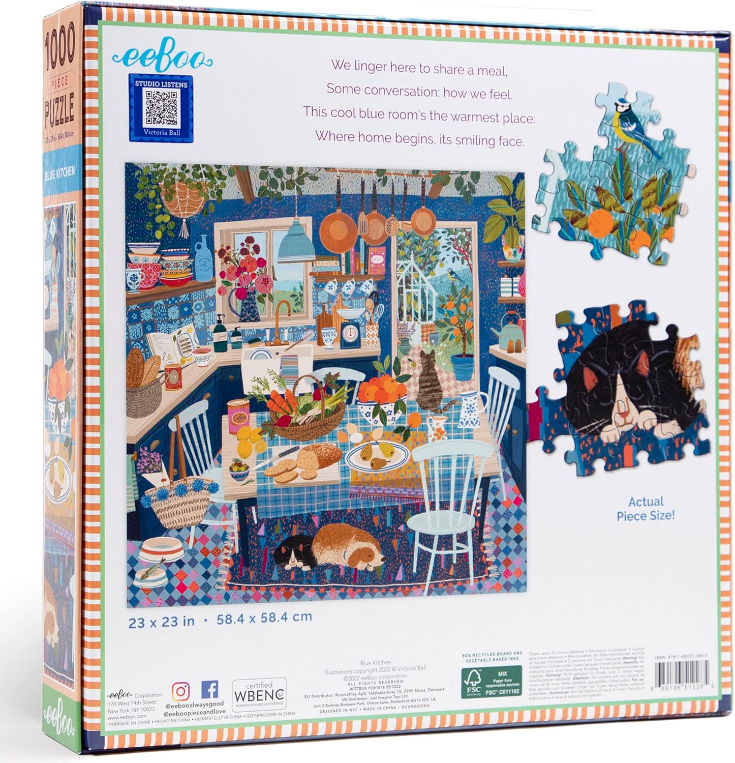 eeBoo - Puzzle 1000 pcs - Blue Kitchen - (EPZTBUK
