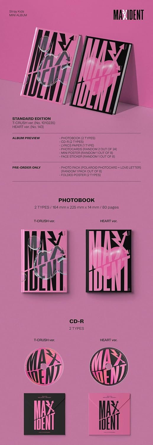 STRAY KIDS - MAXIDENT LIMITED EDITION  MINI Album+Photobook+Limited Version Benefit