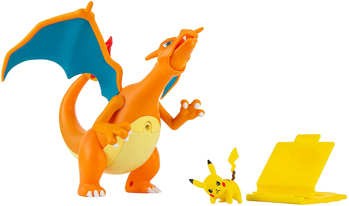 Pokémon Charizard Deluxe Feature Figure - Includes 6-inch Interactive Charizard Figure plus 2-inch Pikachu Figure with Figure Launcher - Authentic Details