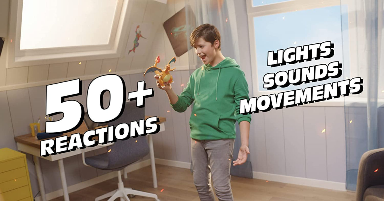 Pokémon Charizard Deluxe Feature Figure - Includes 6-inch Interactive Charizard Figure plus 2-inch Pikachu Figure with Figure Launcher - Authentic Details