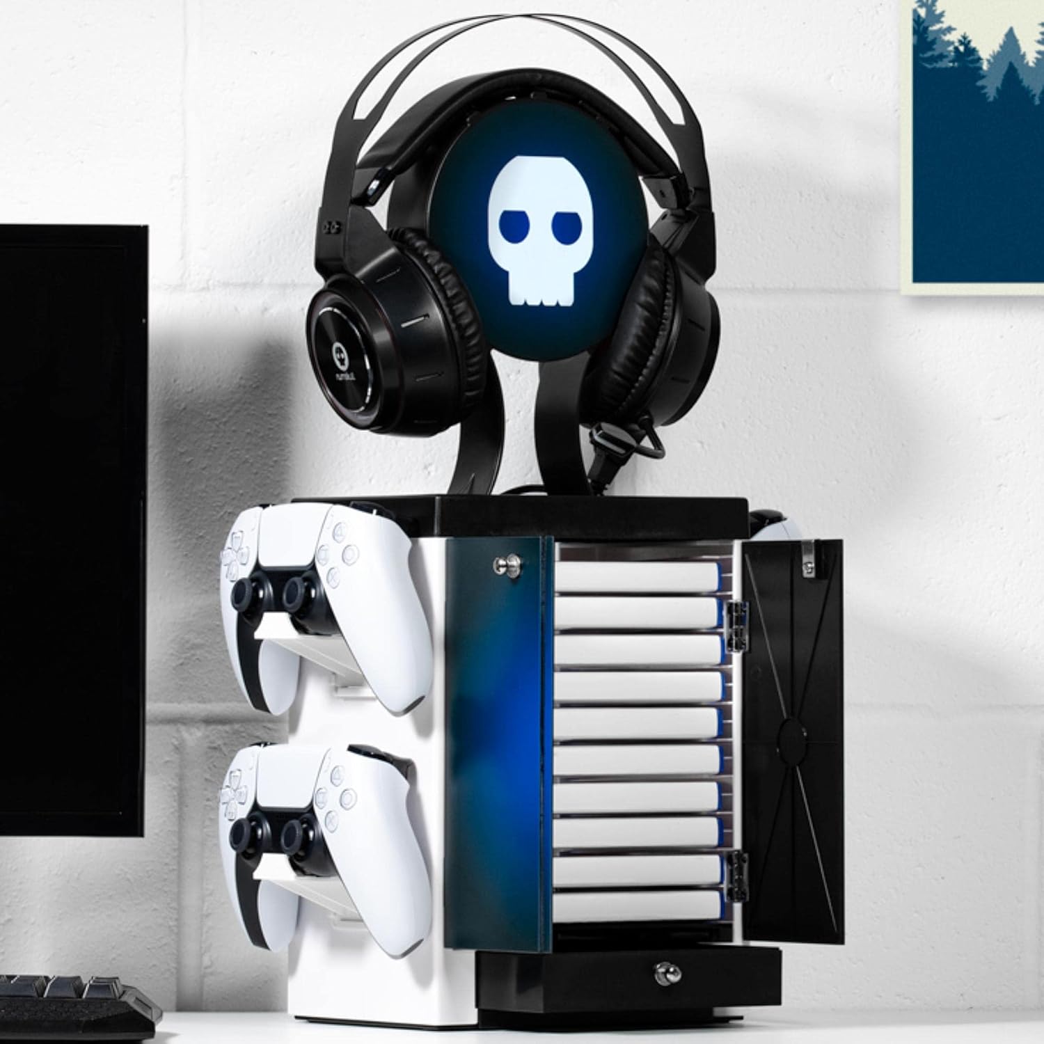 Numskull Official PS5 Inspired Gaming Locker, Controller Holder, Headset Stand for PS5, Xbox Series X S, Nintendo Switch - Official Numskull Product