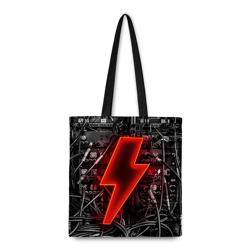 Rocksax AC/DC Tote Bag - Pwr Up - 10oz Fair Trade, Recycled Cotton - 42cm x 37cm - Gusseted - Offical Merchandise