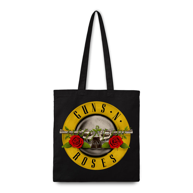 Rocksax Guns N' Roses Tote Bag - Rose Logo, Nero, Standard, Shooper in tela pesante realizzato in materiale riciclato Fairtrade