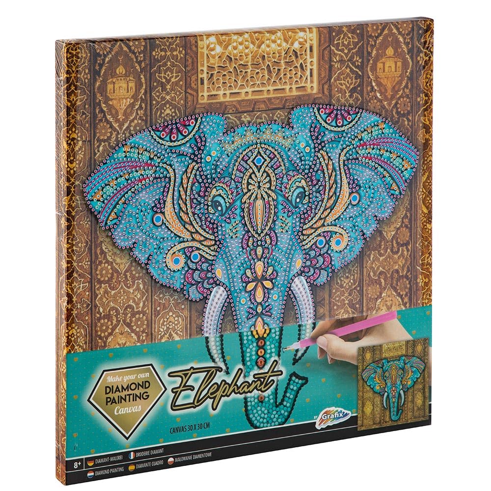 Grafix Diamond Painting on Canvas Elephant 30 x 30 cm