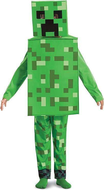Disguise Minecraft Creeper Costume for Kids, Official Minecraft Licensed Product, Pixel Detailing, Includes Creeper Block Body and Creeper Headpiece, in sizes 7-8, 4-6, 3-4 years