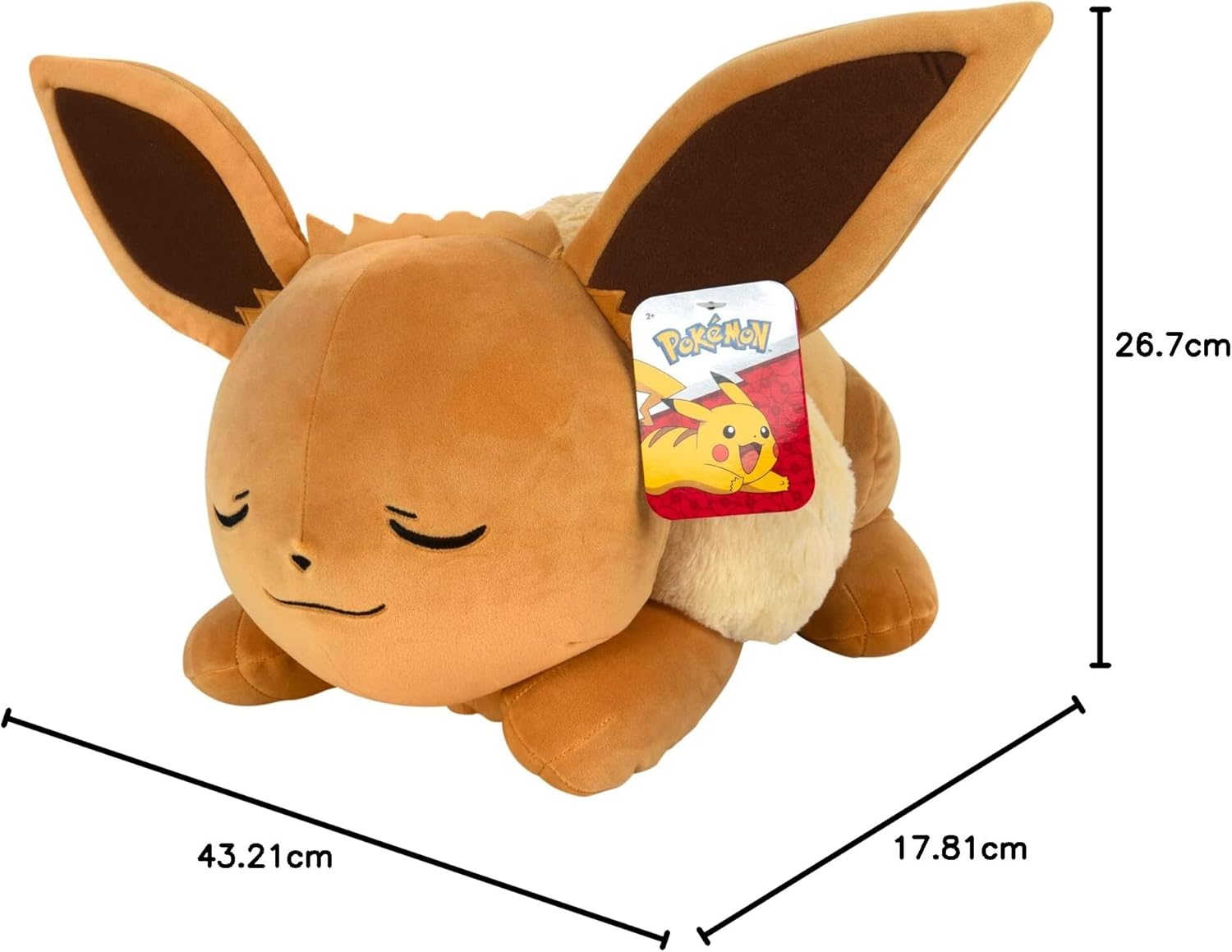 Pokémon PKW0222-45cm Schlafendes Plüsch - Evoli, offizielles Plüsch