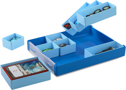 Token Silo Convertible | Store & Organize Board Game Tokens | 9 Removable Trays in 3 Different Sizes | Stackable| Convenient Space-Saving Design | Blue Color | Made by Gamegenic (GGS22002ML