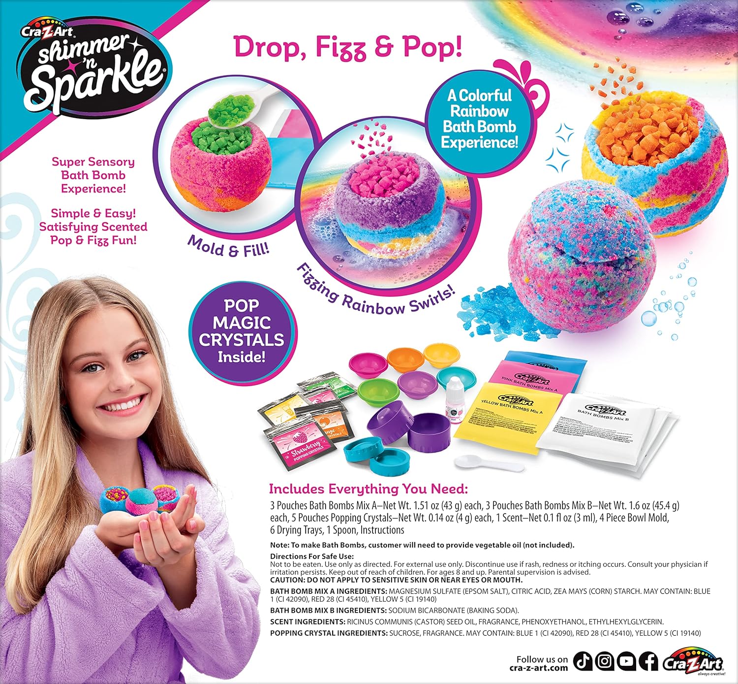 SHIMMER N SPARKLE RAINBOW POPPING BATH BOMBS (17345