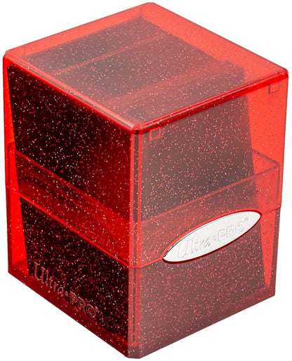 Ultra Pro - Satin Cube 100+ Standard Size Card Deck Box (Red Glitter) - Protect Your Gaming Cards, Sports Cards or Collectible Cards In Stylish Glitter Deck Box