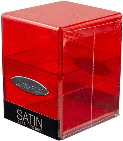 Ultra Pro - Satin Cube 100+ Standard Size Card Deck Box (Red Glitter) - Protect Your Gaming Cards, Sports Cards or Collectible Cards In Stylish Glitter Deck Box
