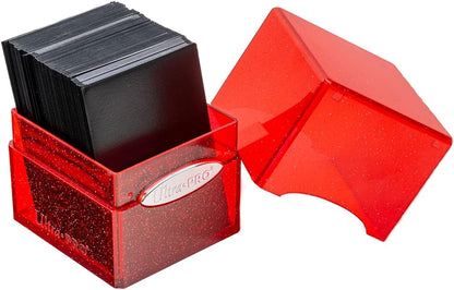 Ultra Pro - Satin Cube 100+ Standard Size Card Deck Box (Red Glitter) - Protect Your Gaming Cards, Sports Cards or Collectible Cards In Stylish Glitter Deck Box