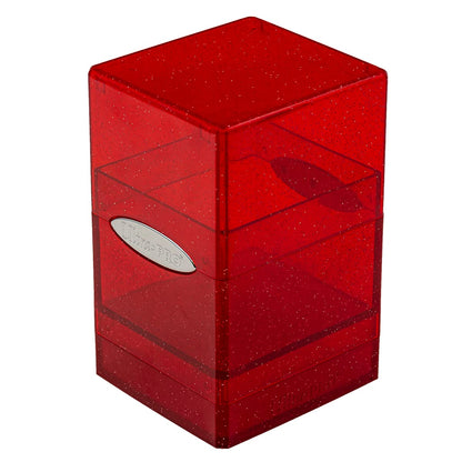 Ultra PRO - Satin Tower 100+ Standard Size Card Deck Box (Red Glitter) - Protect Your Gaming Cards, Sports Cards or Collectible Cards In Ultra Pro's Stylish Glitter Deck Box