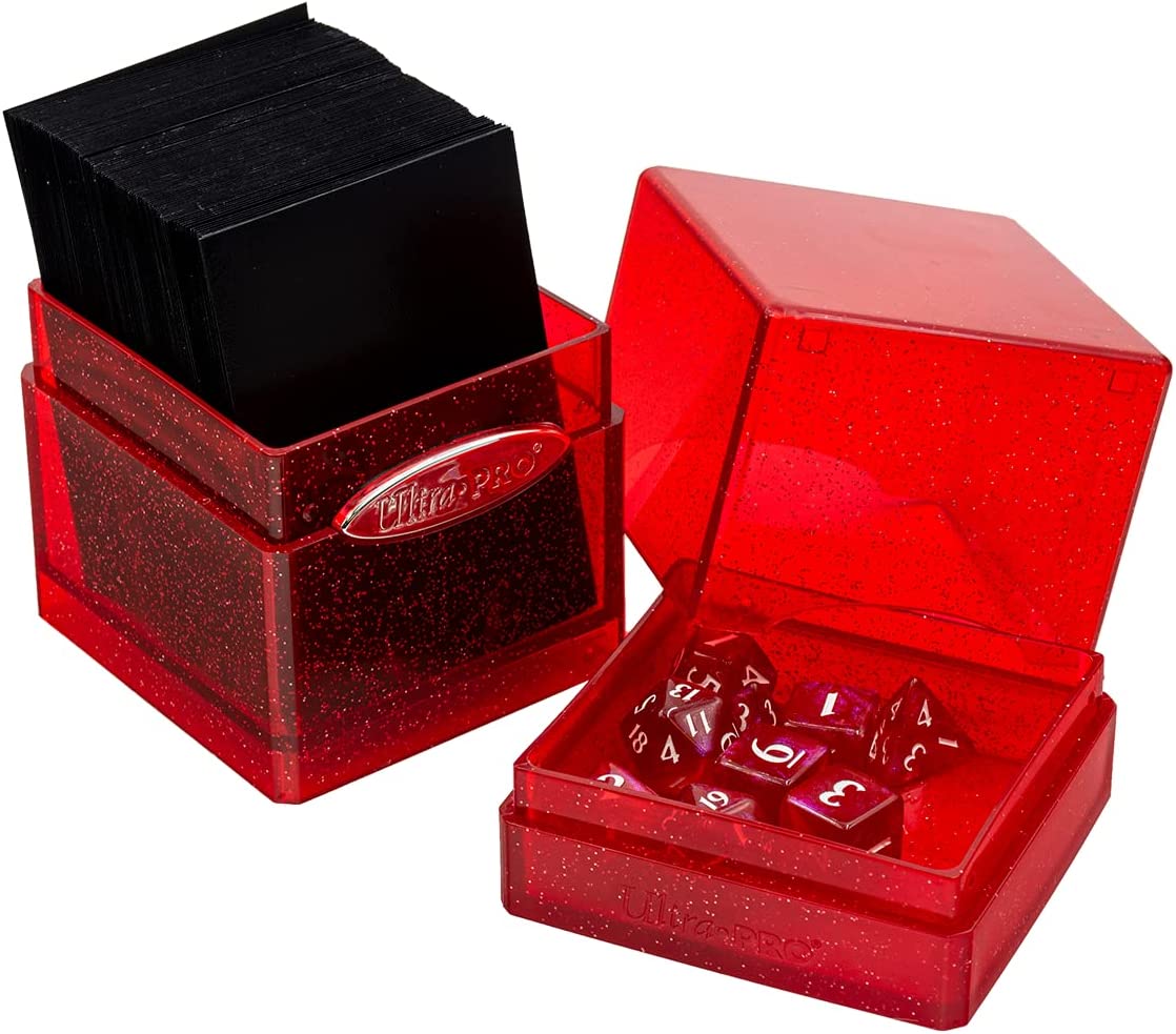 Ultra PRO - Satin Tower 100+ Standard Size Card Deck Box (Red Glitter) - Protect Your Gaming Cards, Sports Cards or Collectible Cards In Ultra Pro's Stylish Glitter Deck Box