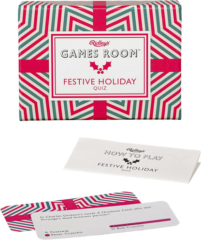 Ridley’s Festive Holiday Trivia Card Game – Trivia Games for Adults and Kids – 2+ Players – Includes 140 Unique Question Cards – Fun Quiz Cards That Make a Great Gift Trivia Festive