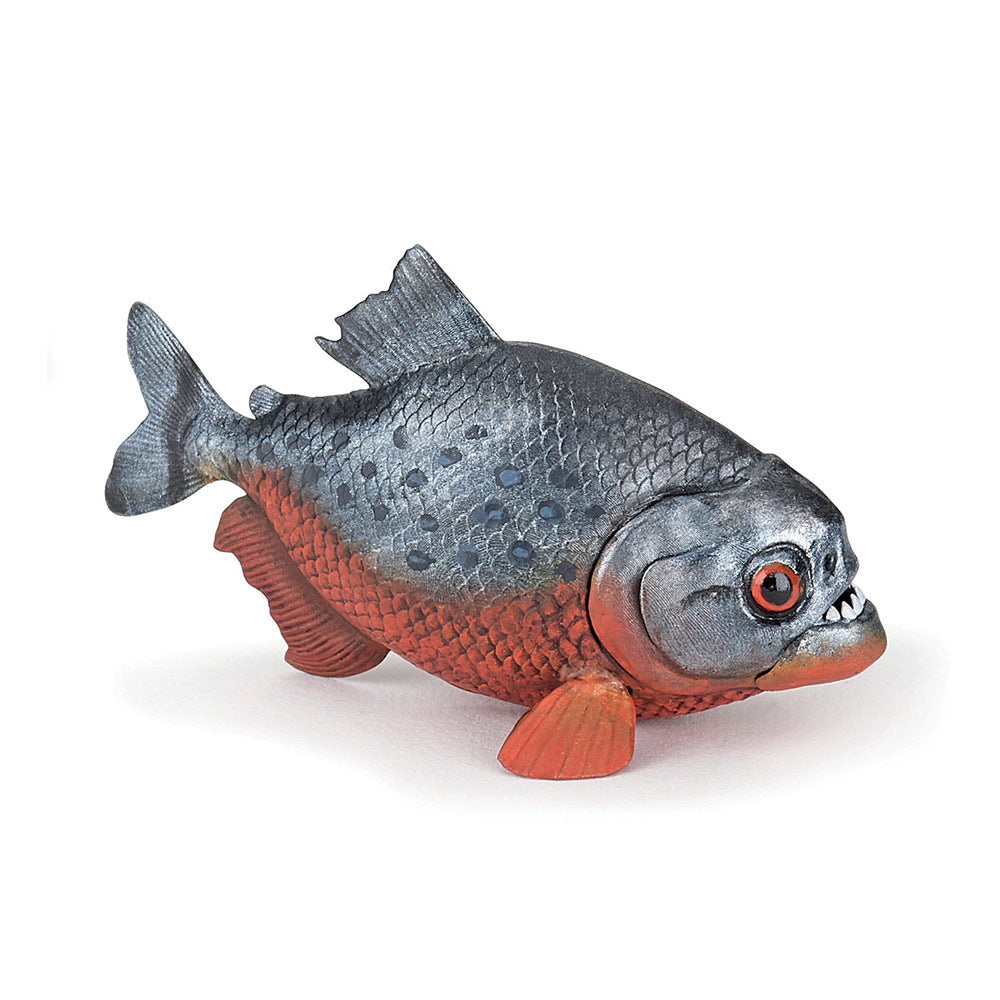 PAPO Wild Animal Kingdom Piranha Toy Figure, Grey/Red (50253)