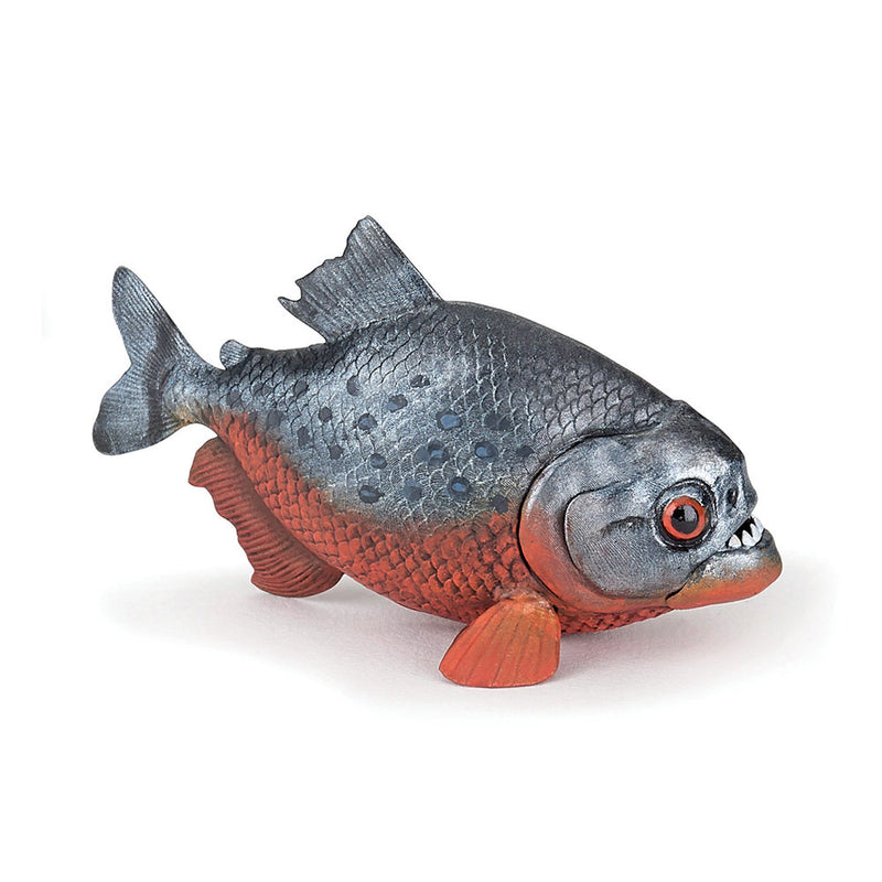 PAPO Wild Animal Kingdom Piranha Toy Figure, Grey/Red (50253)