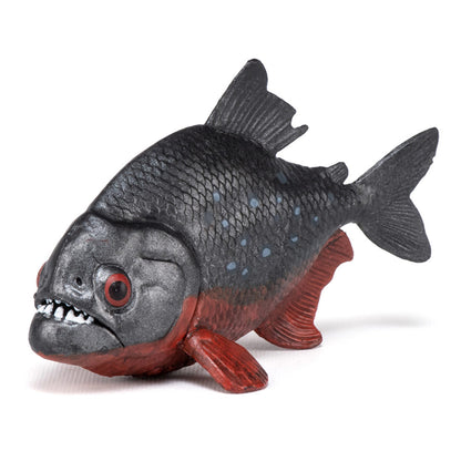 PAPO Wild Animal Kingdom Piranha Toy Figure, Grey/Red (50253)