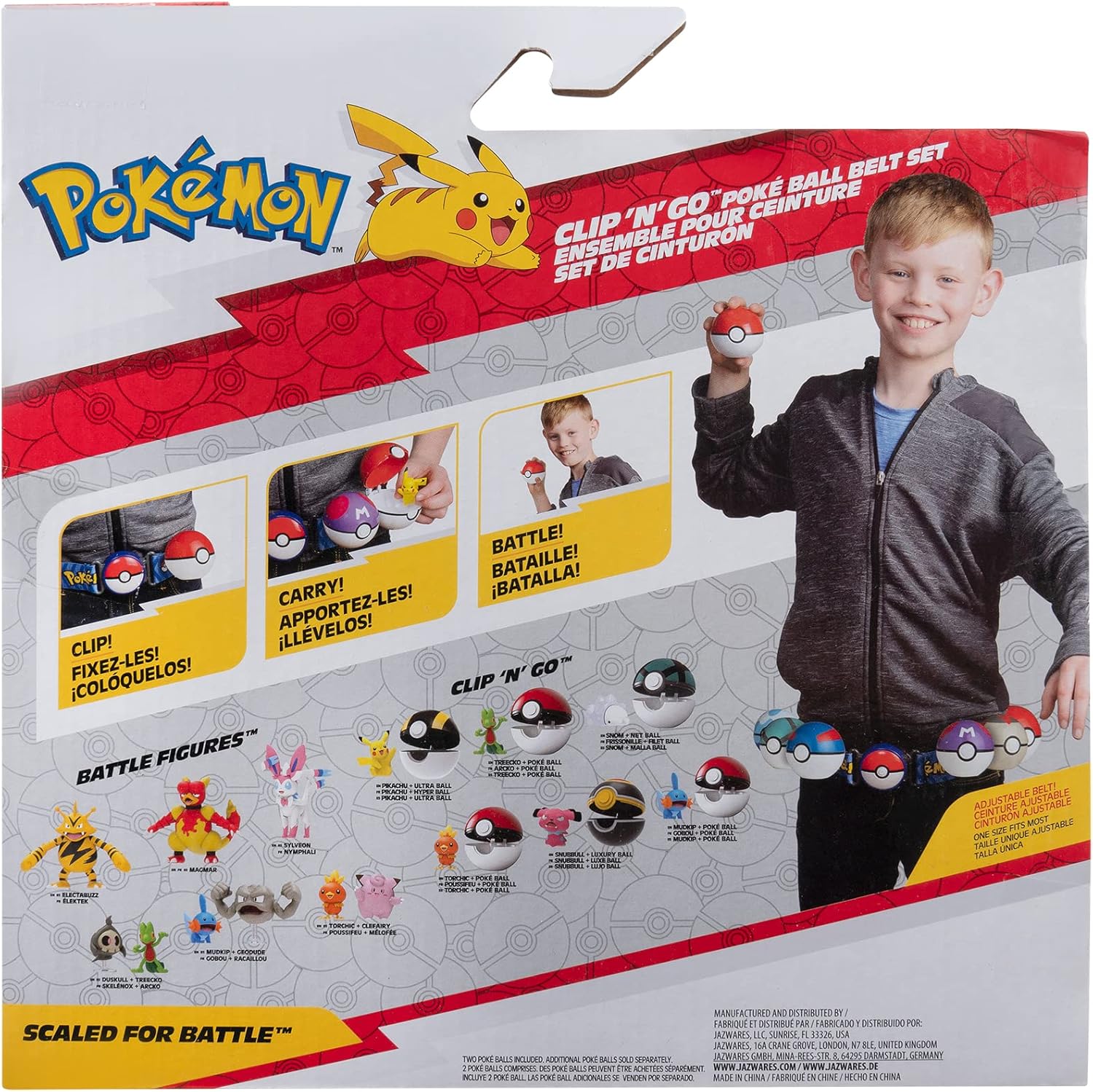 Pokémon PKW2717 Clip 'N' GO Belt Set-Includes 2-Inch Machop Battle Figure with Repeat Timer Ball Accessories, Multi