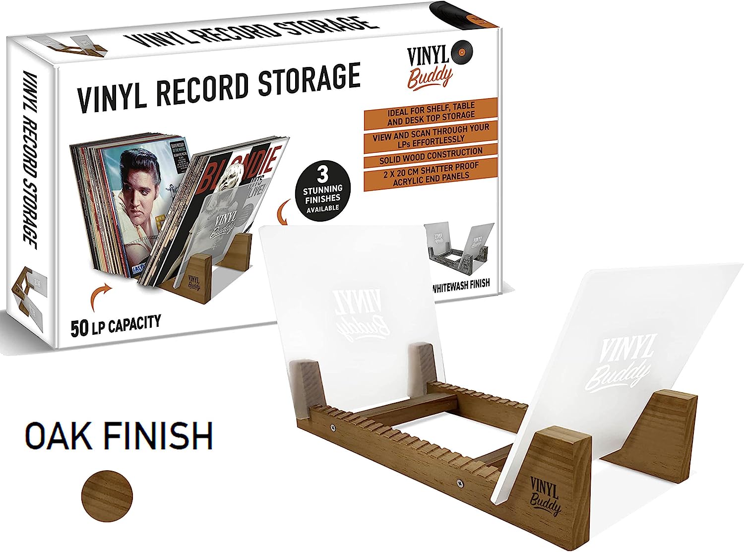 Vinyl Buddy Vinyl Record Storage Oak Finish