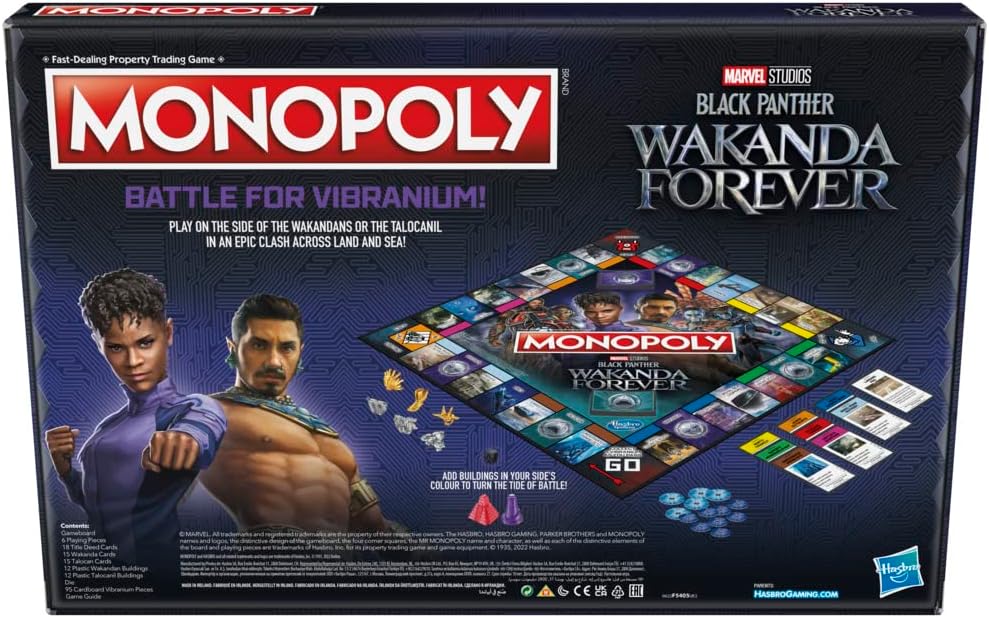 Hasbro Gaming Monopoly: Marvel Studios' Black Panther: Wakanda Forever Edition Board Game for Families and Kids Ages 8+, Game for 2-6 Players