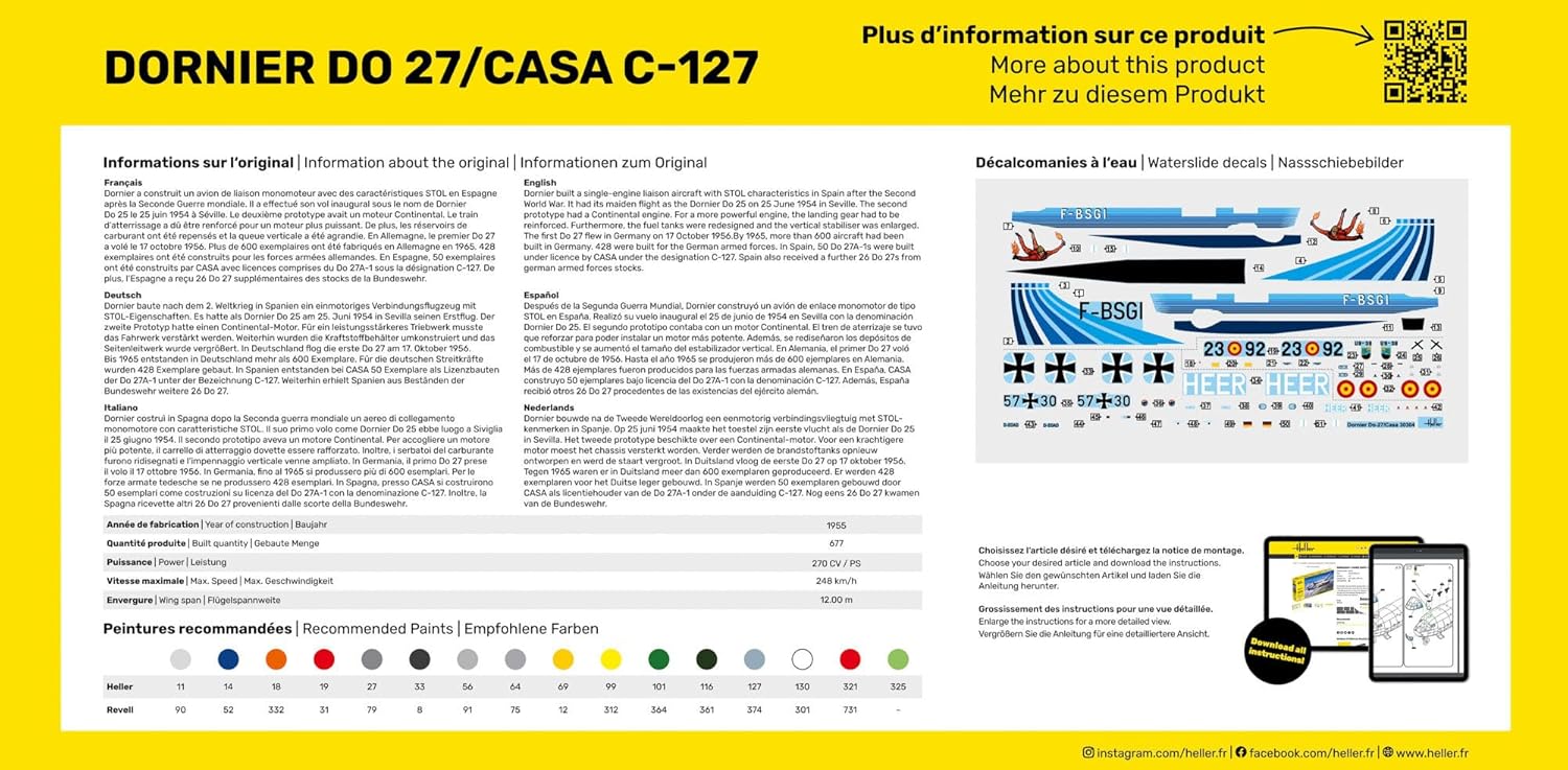 Heller 35304 STARTER KIT DO27/CASA C-127 1/72