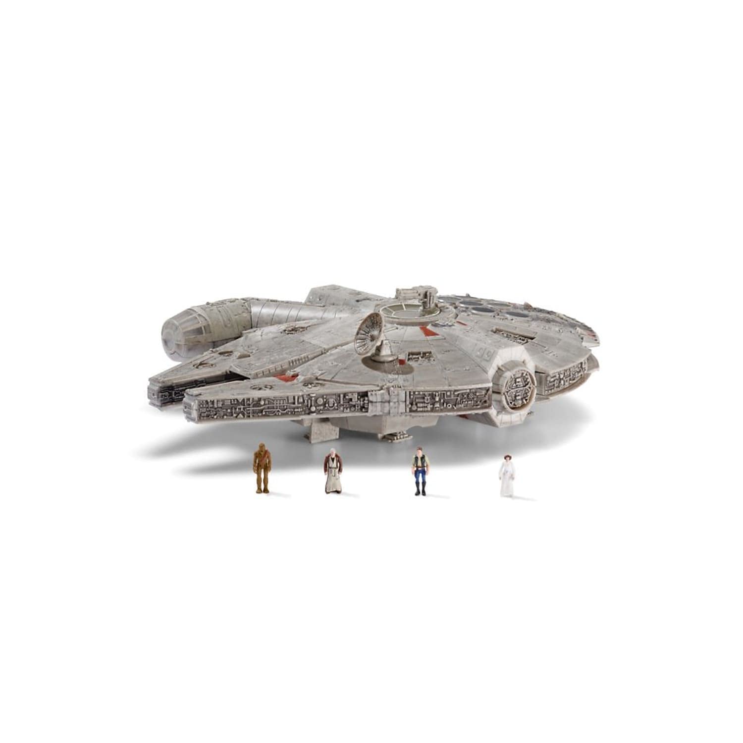 Star Wars MICRO GALAXY SQUADRON ASSAULT CLASS MILLENNIUM FALCON - 7-Inch Vehicle with 1-Inch Han Solo, Chewbacca, Princess Leia and Obi-Wan Kenobi Micro Figures Milenium Falcom