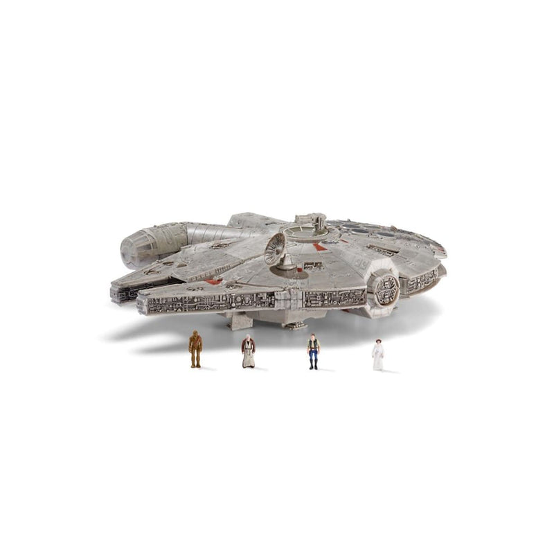 Star Wars MICRO GALAXY SQUADRON ASSAULT CLASS MILLENNIUM FALCON - 7-Inch Vehicle with 1-Inch Han Solo, Chewbacca, Princess Leia and Obi-Wan Kenobi Micro Figures Milenium Falcom