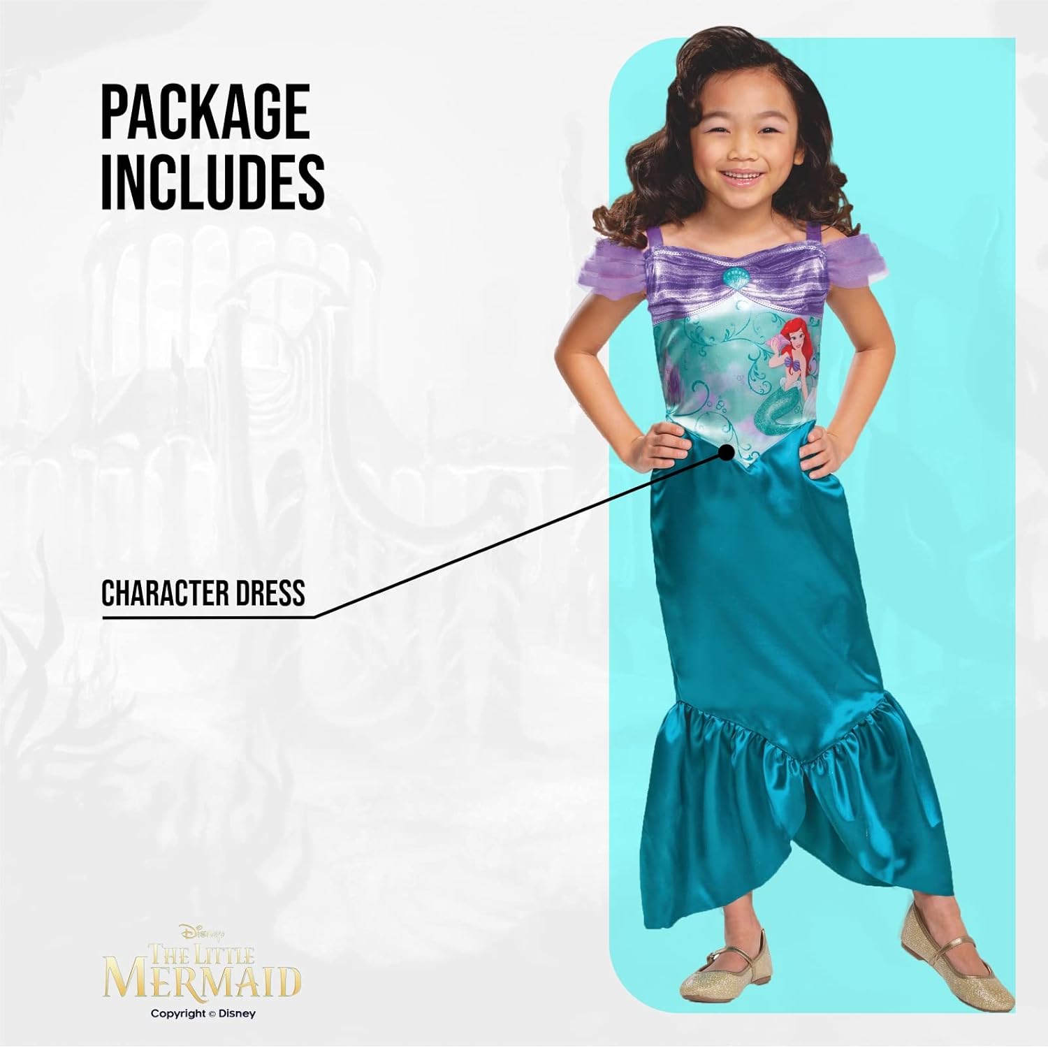 Disney Ufficiale Standard Deguisement Ariel La Sirenetta Pesce, Vestito Ariel La Sirenetta, Deguisement Sirene Ragazza, Costume Principessa Arielle Bambino Carnevale Mardi Grasso