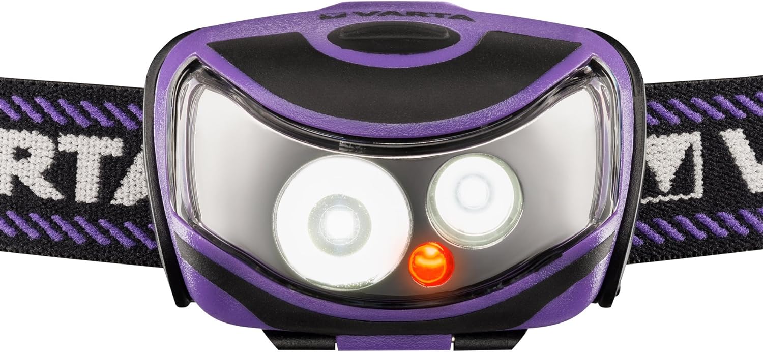 VARTA Light Torch Head lamp Robust (Drop Test 2 m) and Splash-Proof (IPX4) housing, Purple