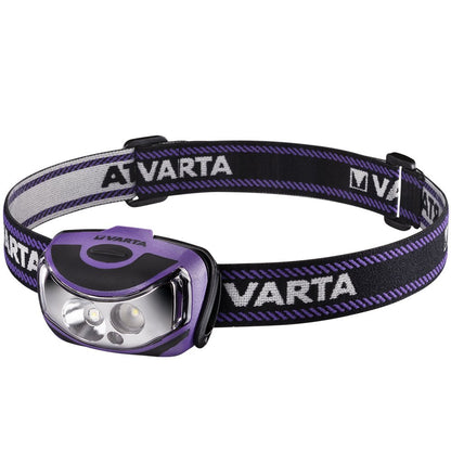 VARTA Light Torch Head lamp Robust (Drop Test 2 m) and Splash-Proof (IPX4) housing, Purple