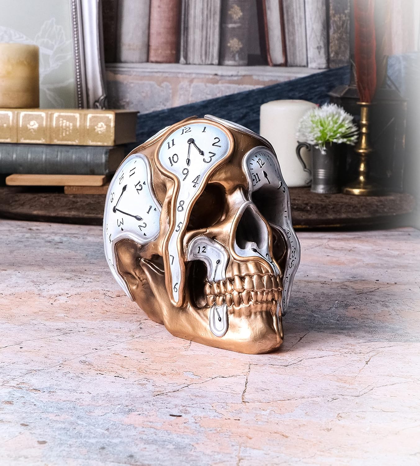 Nemesis Now Time Goes by Skull, Gold, 17.5cm
