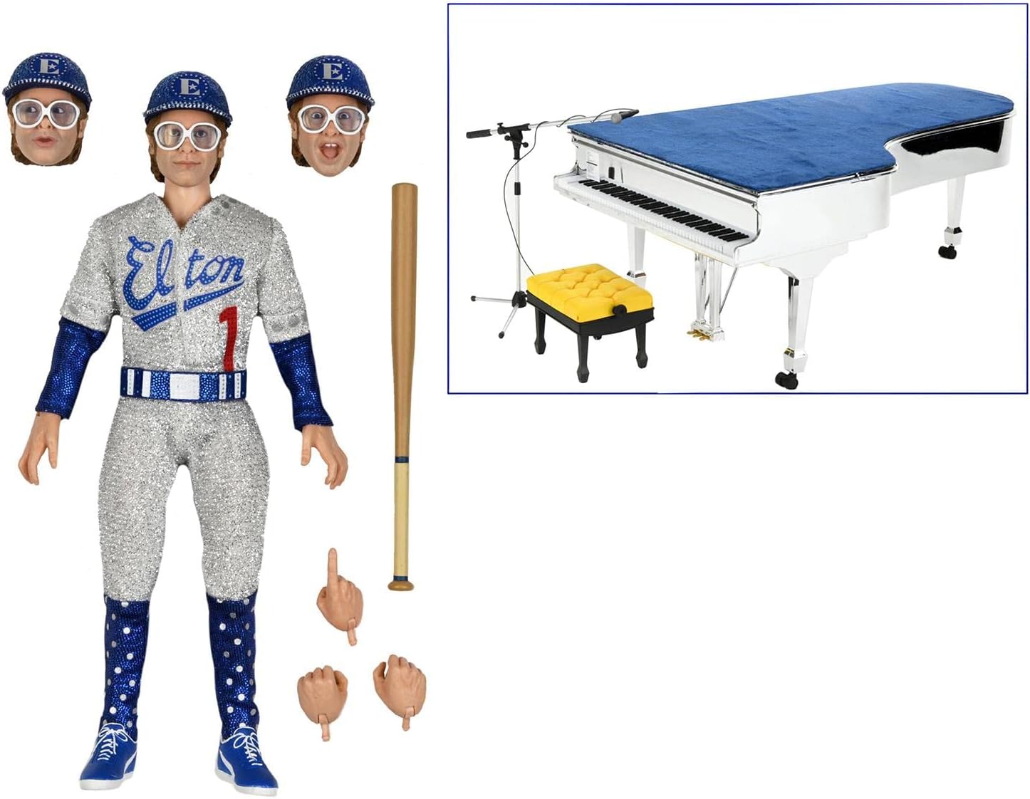 NECA- Elton John Live 1975 Clothed AF Personas, Multicolor (83926