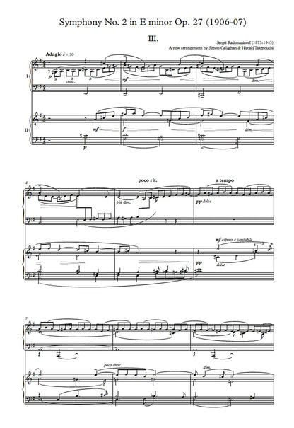 Sergei Rachmaninoff: The Adagio (3rd Movement) from Symphony No. 2 in E minor Op. 27 - a new arrangement for two pianos by Simon Callaghan & Hiroaki Takenouchi (Nimbus Music Publishing NMP1165
