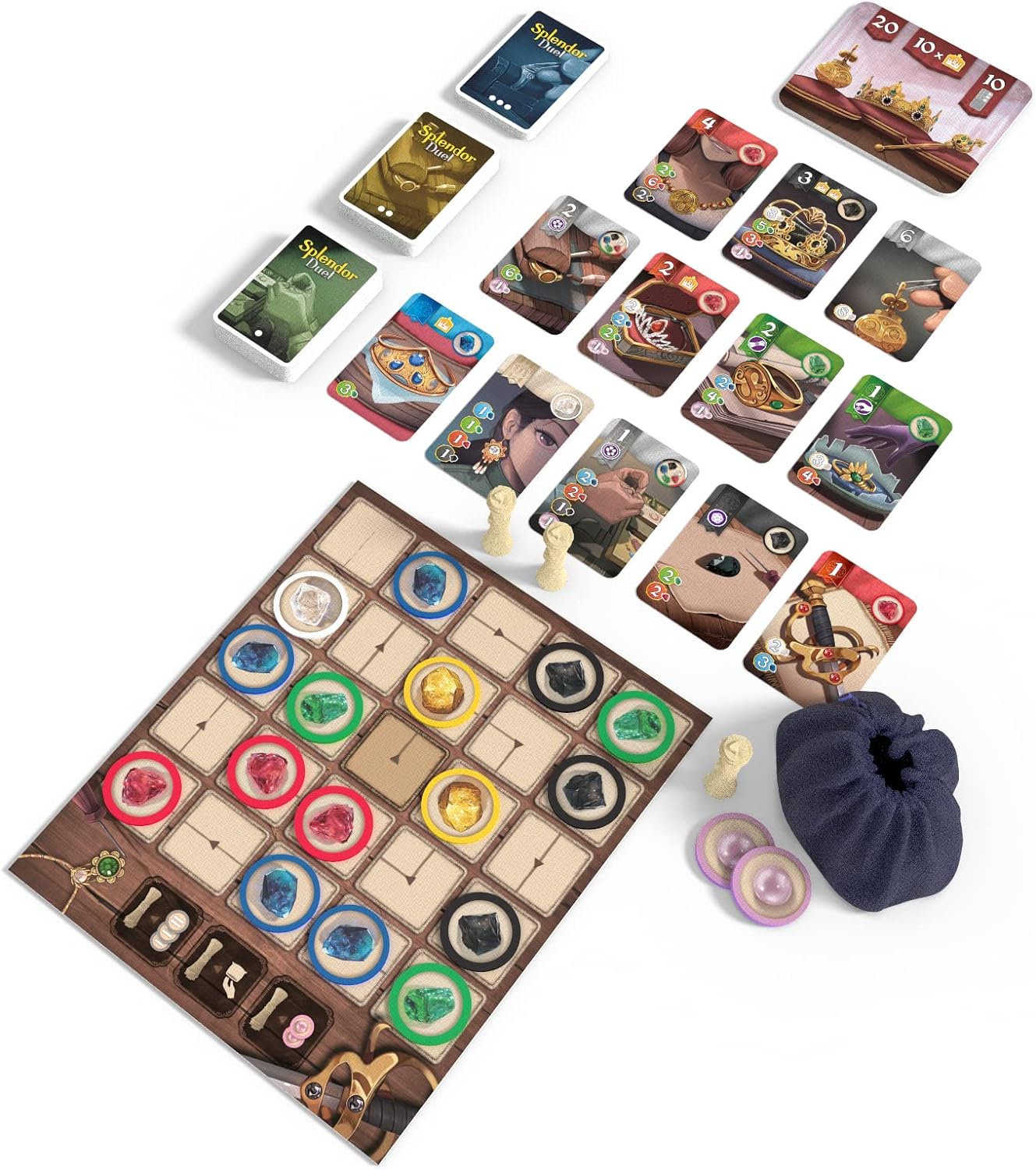 Splendor Duel - Juego de mesa - Juego de estrategia para niños y adultos, divertido entretenimiento nocturno de juego familiar, a partir de 10 años, 2 jugadores, tiempo de juego de 30 minutos, hecho