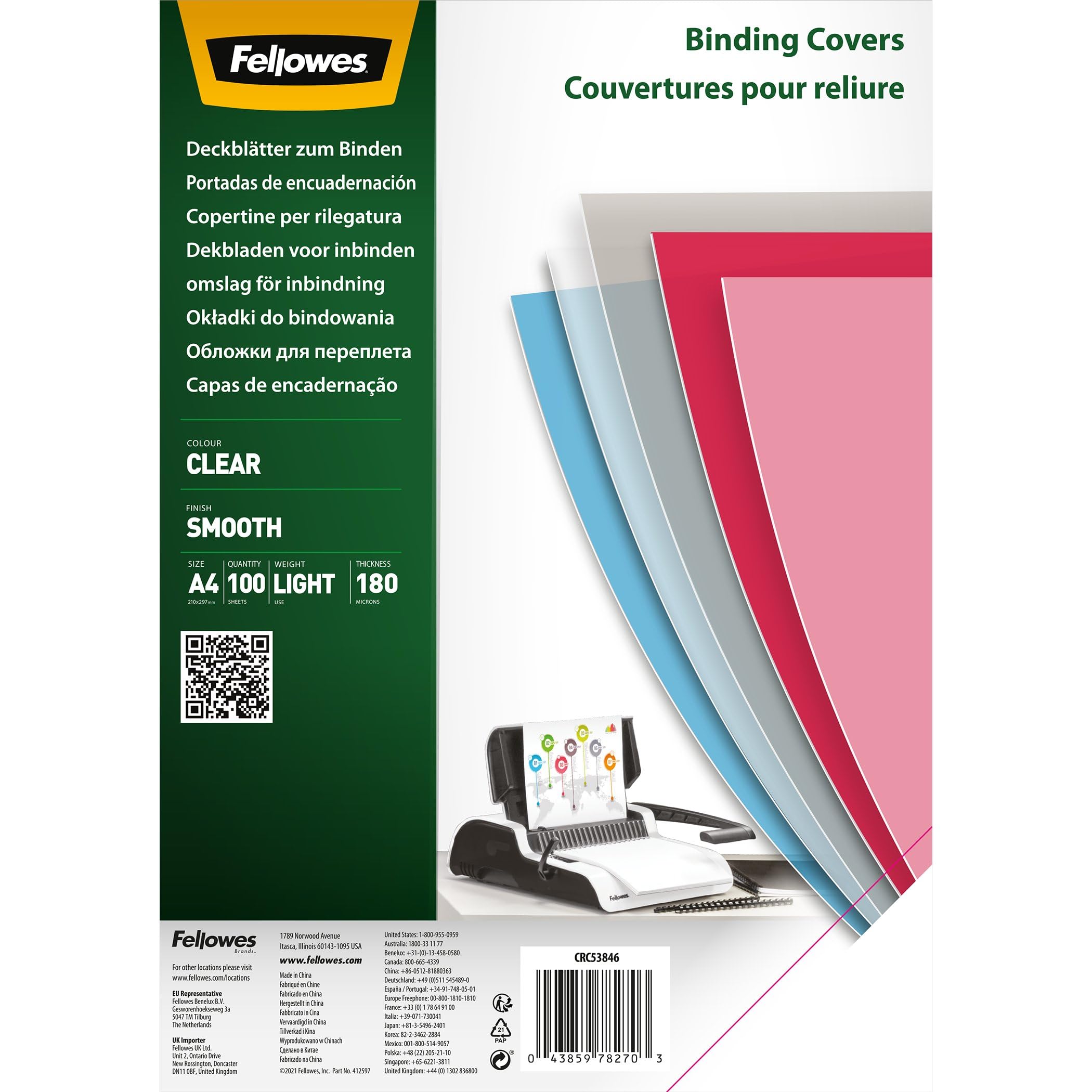 Portadas de encuadernación Fellowes 5384601 A4 (100 Unidades