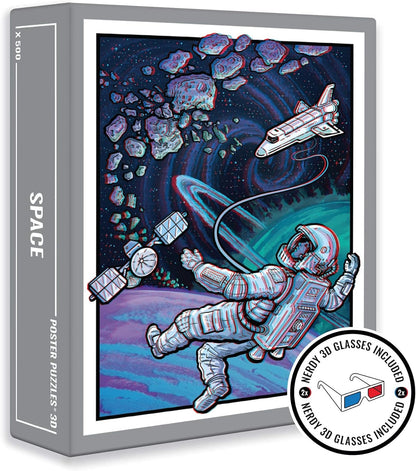 Cloudberries Space Puzzle, Cool 3D Space Jigsaw Puzzle, 500 Piece Solar System Jigsaw with an Astronaut, Space Shuttle and Planets, 3D Jigsaw Puzzles for Adults