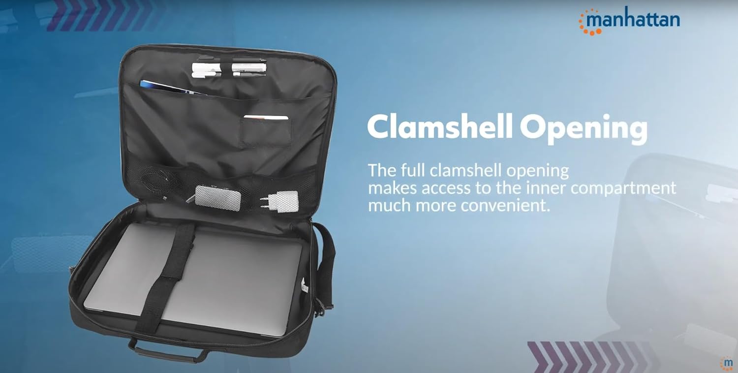 Manhattan Cambridge Clamshell Laptop Bag 15.6 Inches Black